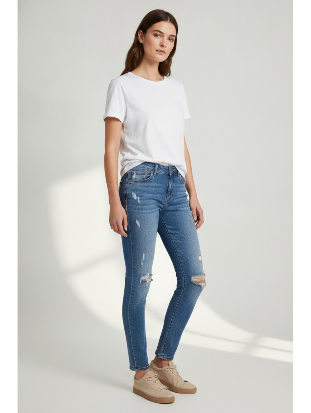 H&M blue skinny ripped jeans